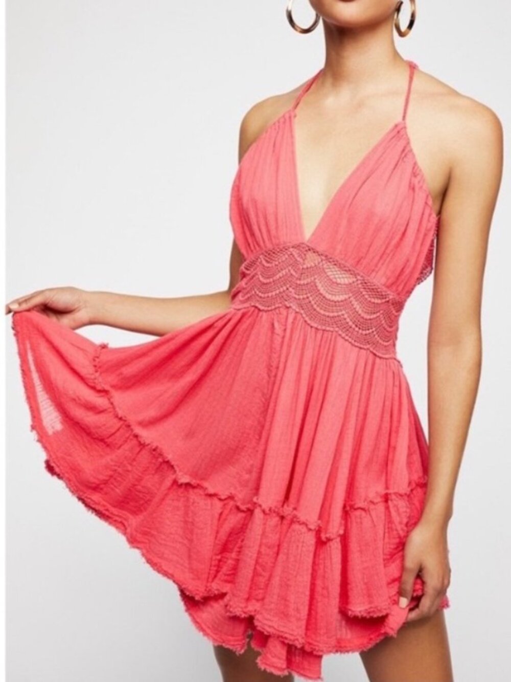 Free People 200 Degree Pink Halter Mini Dress